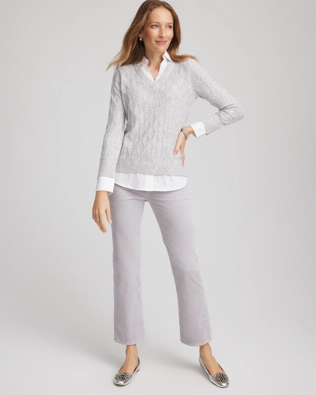 Classic Built-In Shirt Knit Sweater - image 2